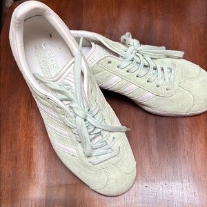 adidas Women’s Gazelle Suede Sneakers in Mint Green and White